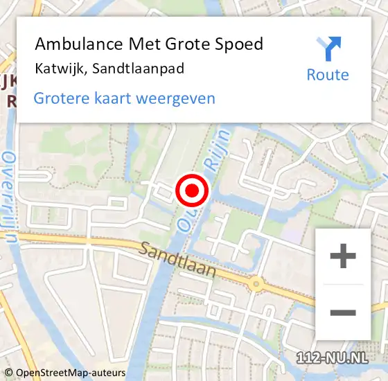 Locatie op kaart van de 112 melding: Ambulance Met Grote Spoed Naar Katwijk, Sandtlaanpad op 20 augustus 2023 00:01