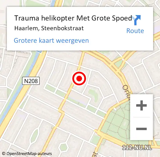 Locatie op kaart van de 112 melding: Trauma helikopter Met Grote Spoed Naar Haarlem, Steenbokstraat op 20 augustus 2023 00:07