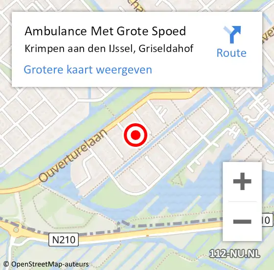 Locatie op kaart van de 112 melding: Ambulance Met Grote Spoed Naar Krimpen aan den IJssel, Griseldahof op 20 augustus 2023 00:17