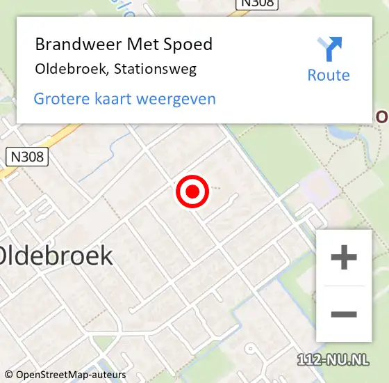 Locatie op kaart van de 112 melding: Brandweer Met Spoed Naar Oldebroek, Stationsweg op 20 augustus 2023 00:59