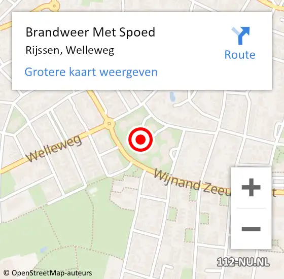 Locatie op kaart van de 112 melding: Brandweer Met Spoed Naar Rijssen, Welleweg op 20 augustus 2023 01:03