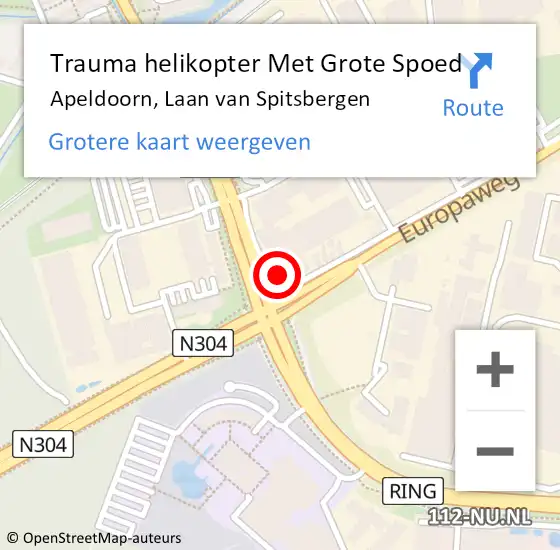 Locatie op kaart van de 112 melding: Trauma helikopter Met Grote Spoed Naar Apeldoorn, Laan van Spitsbergen op 20 augustus 2023 01:43