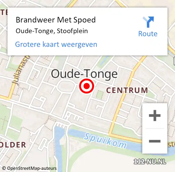 Locatie op kaart van de 112 melding: Brandweer Met Spoed Naar Oude-Tonge, Stoofplein op 20 augustus 2023 02:07