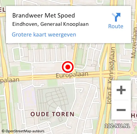 Locatie op kaart van de 112 melding: Brandweer Met Spoed Naar Eindhoven, Generaal Knooplaan op 20 augustus 2023 02:25