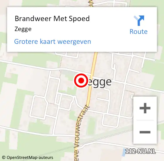 Locatie op kaart van de 112 melding: Brandweer Met Spoed Naar Zegge op 20 augustus 2023 02:28