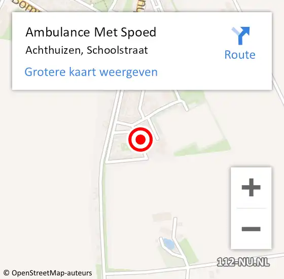 Locatie op kaart van de 112 melding: Ambulance Met Spoed Naar Achthuizen, Schoolstraat op 20 augustus 2023 02:42