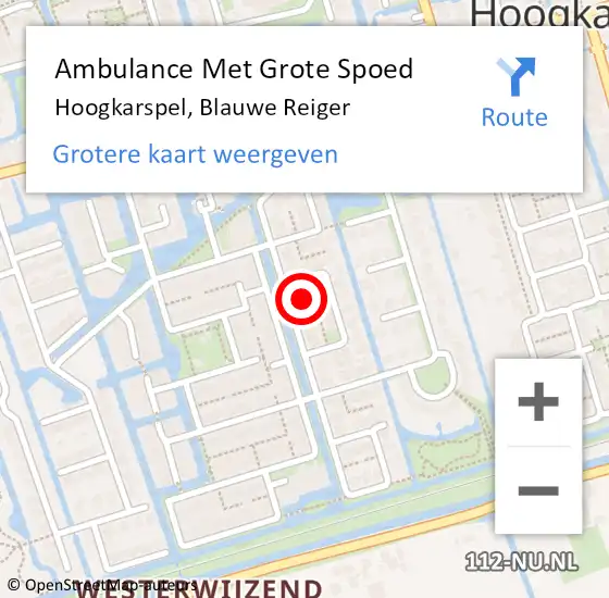 Locatie op kaart van de 112 melding: Ambulance Met Grote Spoed Naar Hoogkarspel, Blauwe Reiger op 20 augustus 2023 03:23