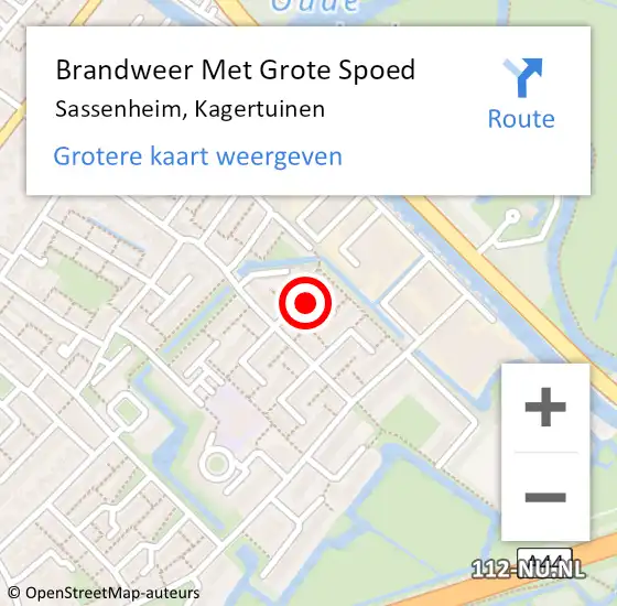 Locatie op kaart van de 112 melding: Brandweer Met Grote Spoed Naar Sassenheim, Kagertuinen op 20 augustus 2023 03:55