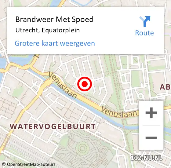 Locatie op kaart van de 112 melding: Brandweer Met Spoed Naar Utrecht, Equatorplein op 20 augustus 2023 04:10