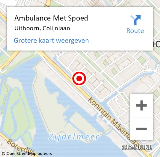 Locatie op kaart van de 112 melding: Ambulance Met Spoed Naar Uithoorn, Colijnlaan op 20 augustus 2023 04:50