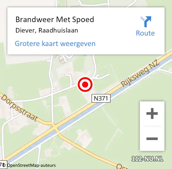 Locatie op kaart van de 112 melding: Brandweer Met Spoed Naar Diever, Raadhuislaan op 20 augustus 2023 06:35