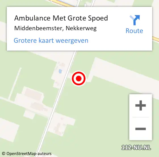 Locatie op kaart van de 112 melding: Ambulance Met Grote Spoed Naar Middenbeemster, Nekkerweg op 20 augustus 2023 06:38