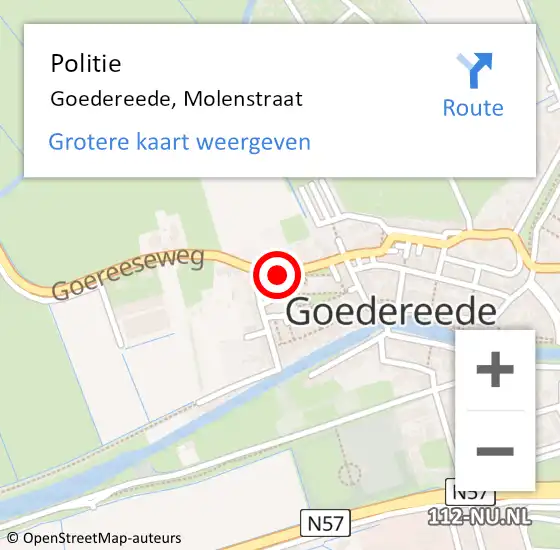Locatie op kaart van de 112 melding: Politie Goedereede, Molenstraat op 20 augustus 2023 07:14