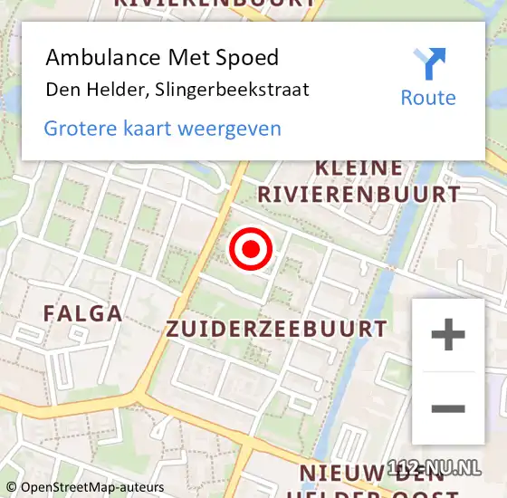 Locatie op kaart van de 112 melding: Ambulance Met Spoed Naar Den Helder, Slingerbeekstraat op 20 augustus 2023 08:13