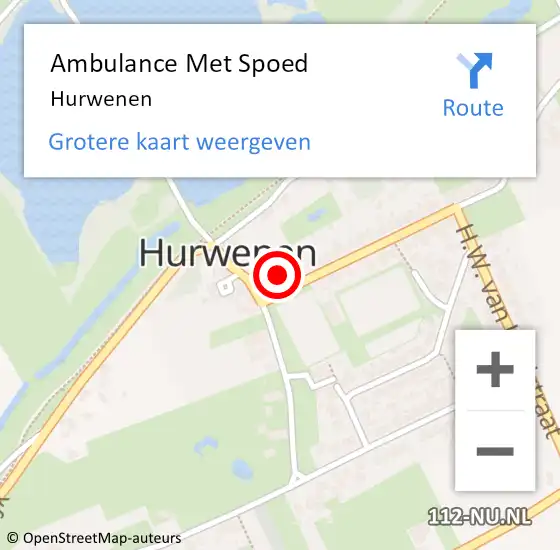 Locatie op kaart van de 112 melding: Ambulance Met Spoed Naar Hurwenen op 20 augustus 2023 09:16