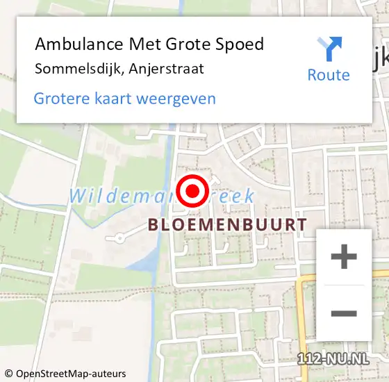 Locatie op kaart van de 112 melding: Ambulance Met Grote Spoed Naar Sommelsdijk, Anjerstraat op 20 augustus 2023 09:19