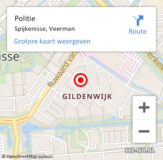 Locatie op kaart van de 112 melding: Politie Spijkenisse, Veerman op 20 augustus 2023 09:20