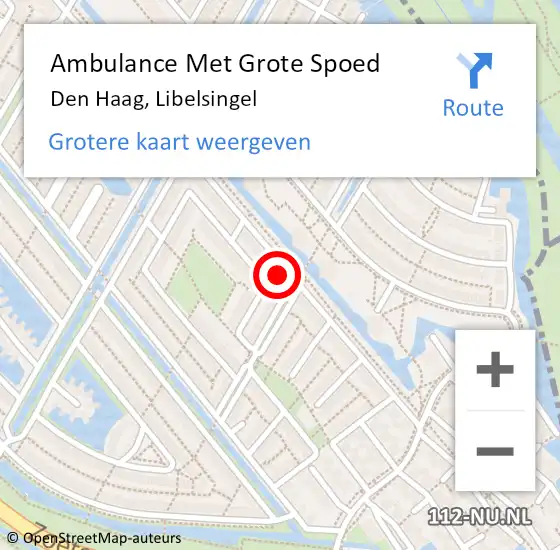 Locatie op kaart van de 112 melding: Ambulance Met Grote Spoed Naar Den Haag, Libelsingel op 20 augustus 2023 09:39