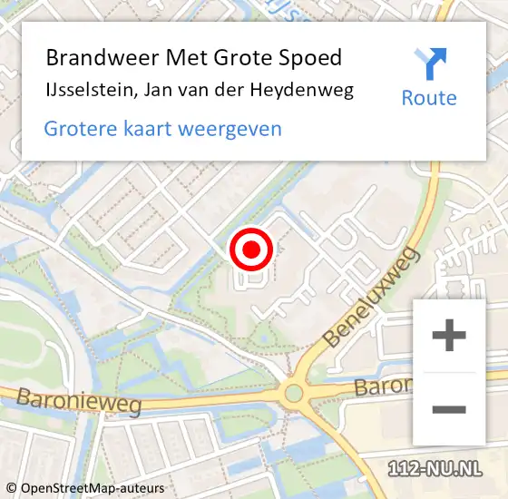 Locatie op kaart van de 112 melding: Brandweer Met Grote Spoed Naar IJsselstein, Jan van der Heydenweg op 20 augustus 2023 11:29