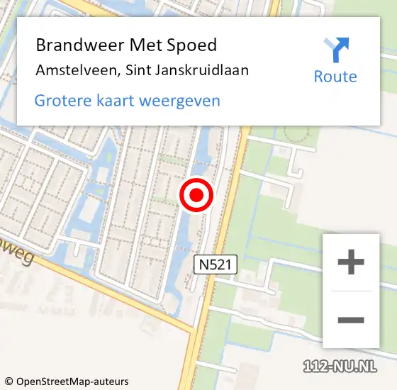 Locatie op kaart van de 112 melding: Brandweer Met Spoed Naar Amstelveen, Sint Janskruidlaan op 20 augustus 2023 11:38