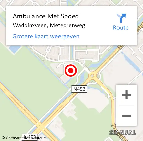 Locatie op kaart van de 112 melding: Ambulance Met Spoed Naar Waddinxveen, Meteorenweg op 20 augustus 2023 12:03