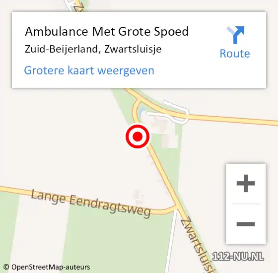 Locatie op kaart van de 112 melding: Ambulance Met Grote Spoed Naar Zuid-Beijerland, Zwartsluisje op 20 augustus 2023 12:16