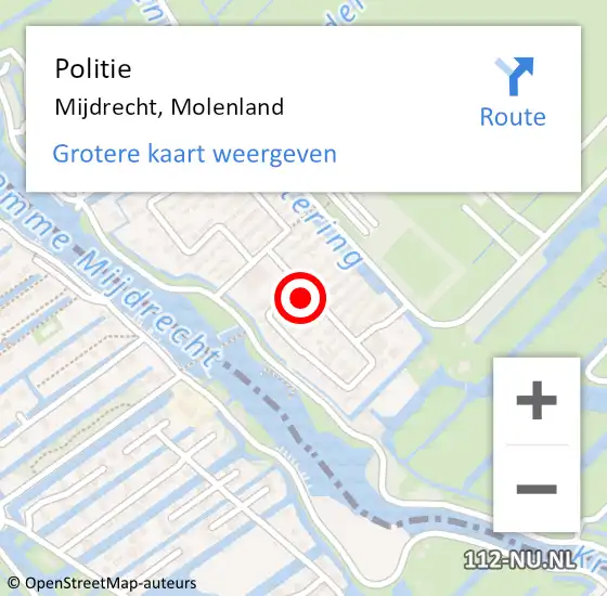 Locatie op kaart van de 112 melding: Politie Mijdrecht, Molenland op 20 augustus 2023 12:26