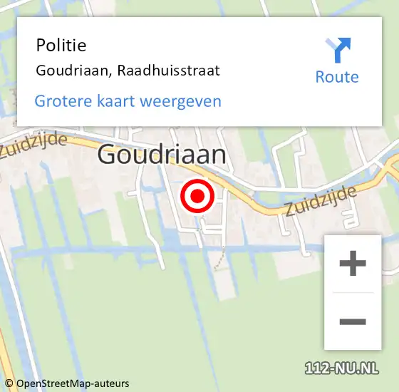 Locatie op kaart van de 112 melding: Politie Goudriaan, Raadhuisstraat op 20 augustus 2023 12:46