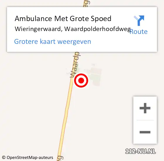 Locatie op kaart van de 112 melding: Ambulance Met Grote Spoed Naar Wieringerwaard, Waardpolderhoofdweg op 20 augustus 2023 12:56