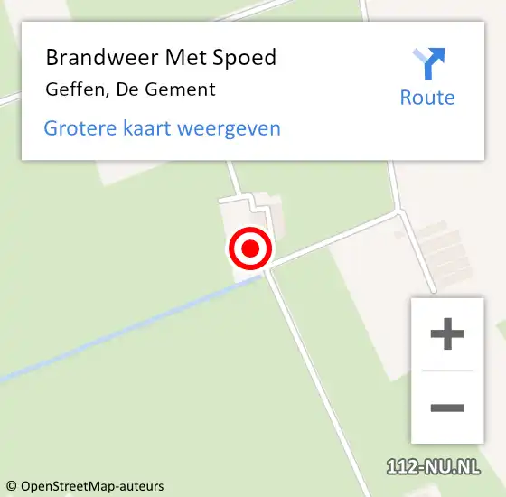 Locatie op kaart van de 112 melding: Brandweer Met Spoed Naar Geffen, De Gement op 20 augustus 2023 13:04