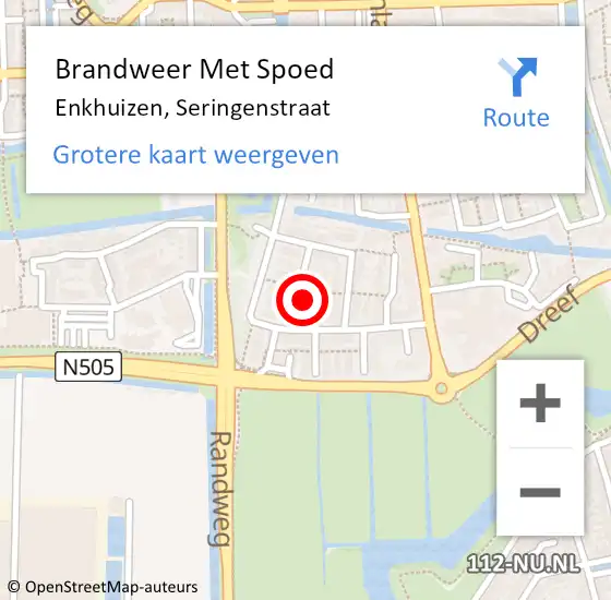 Locatie op kaart van de 112 melding: Brandweer Met Spoed Naar Enkhuizen, Seringenstraat op 20 augustus 2023 13:07