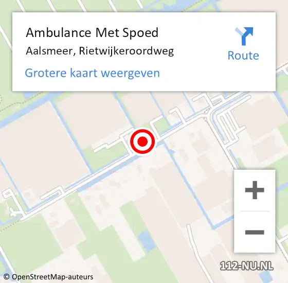 Locatie op kaart van de 112 melding: Ambulance Met Spoed Naar Aalsmeer, Rietwijkeroordweg op 20 augustus 2023 14:23