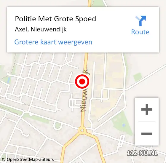 Locatie op kaart van de 112 melding: Politie Met Grote Spoed Naar Axel, Nieuwendijk op 20 augustus 2023 14:37