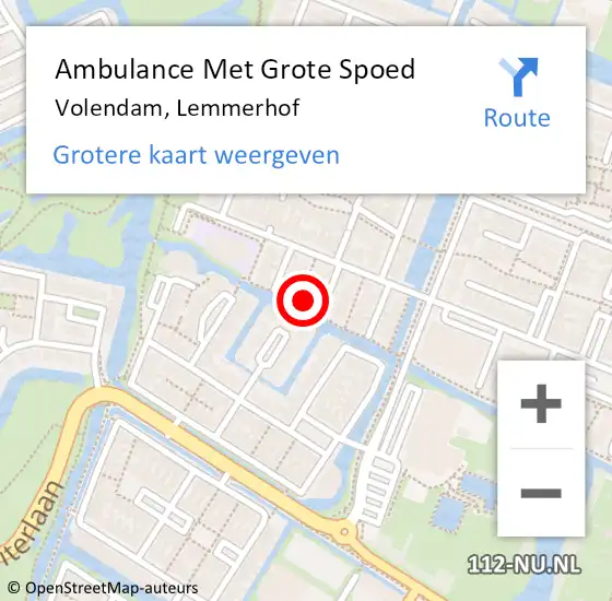 Locatie op kaart van de 112 melding: Ambulance Met Grote Spoed Naar Volendam, Lemmerhof op 20 augustus 2023 14:48