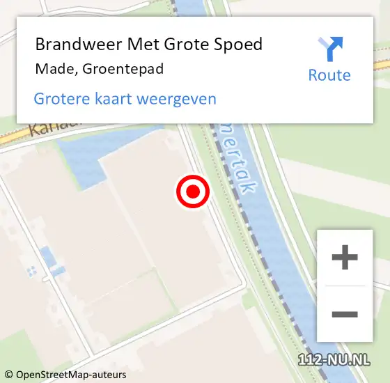 Locatie op kaart van de 112 melding: Brandweer Met Grote Spoed Naar Made, Groentepad op 20 augustus 2023 14:54