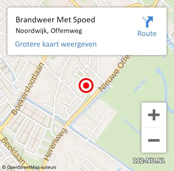 Locatie op kaart van de 112 melding: Brandweer Met Spoed Naar Noordwijk, Offemweg op 20 augustus 2023 15:08