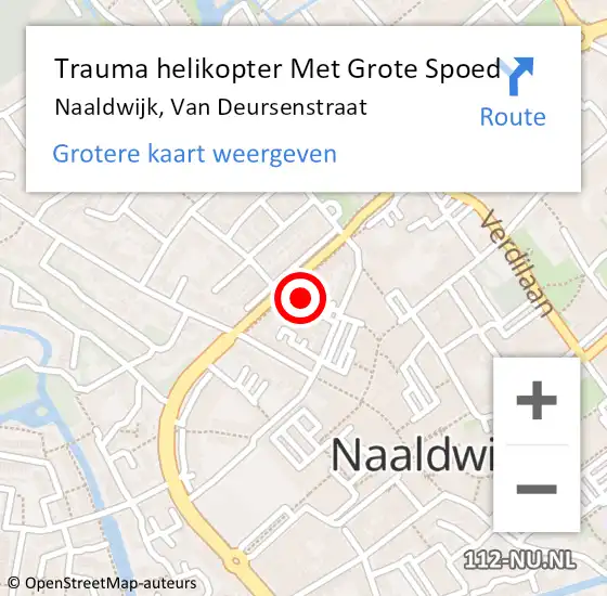 Locatie op kaart van de 112 melding: Trauma helikopter Met Grote Spoed Naar Naaldwijk, Van Deursenstraat op 20 augustus 2023 15:08
