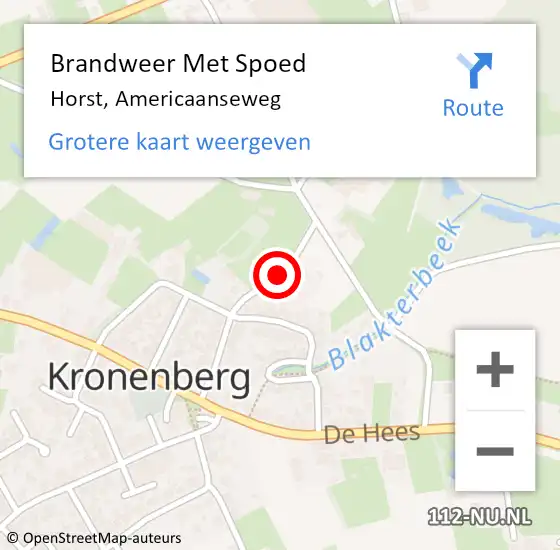 Locatie op kaart van de 112 melding: Brandweer Met Spoed Naar Horst, Americaanseweg op 20 augustus 2023 15:26