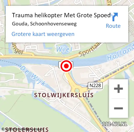 Locatie op kaart van de 112 melding: Trauma helikopter Met Grote Spoed Naar Gouda, Schoonhovenseweg op 20 augustus 2023 15:31