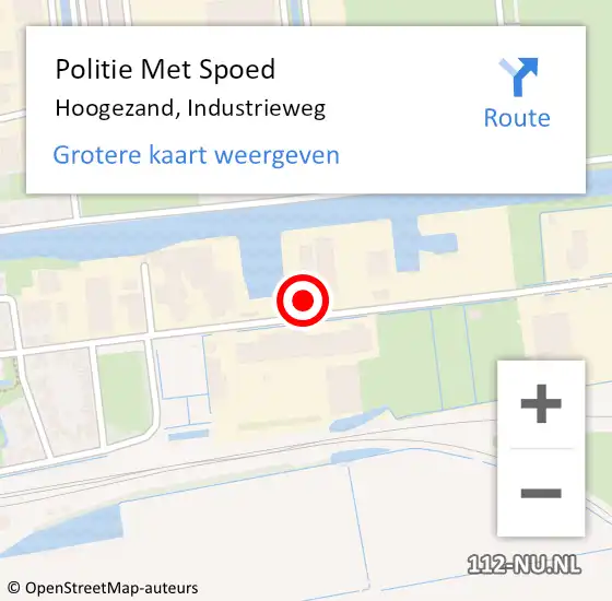 Locatie op kaart van de 112 melding: Politie Met Spoed Naar Hoogezand, Industrieweg op 20 augustus 2023 16:04