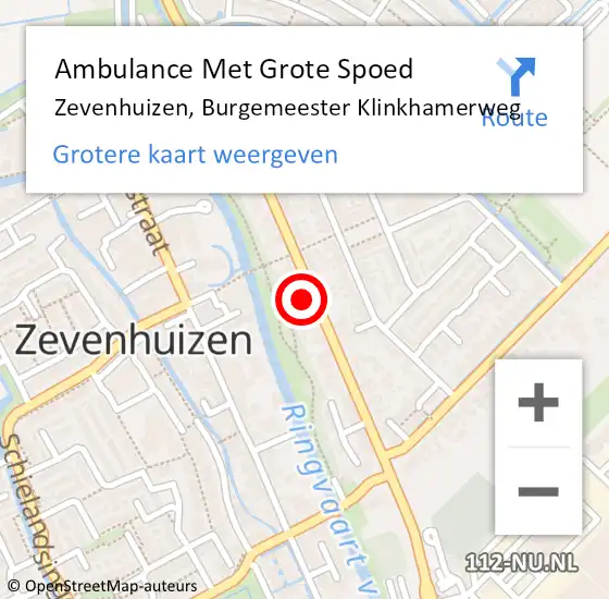 Locatie op kaart van de 112 melding: Ambulance Met Grote Spoed Naar Zevenhuizen, Burgemeester Klinkhamerweg op 20 augustus 2023 16:06