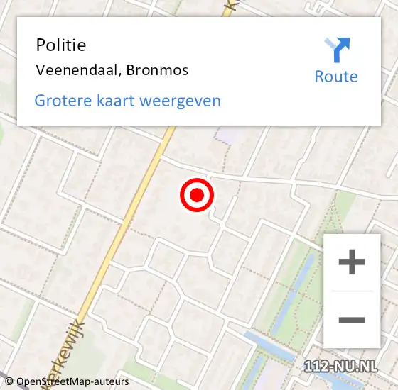 Locatie op kaart van de 112 melding: Politie Veenendaal, Bronmos op 20 augustus 2023 16:30