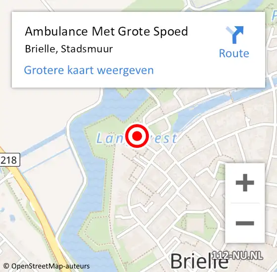 Locatie op kaart van de 112 melding: Ambulance Met Grote Spoed Naar Brielle, Stadsmuur op 20 augustus 2023 16:35