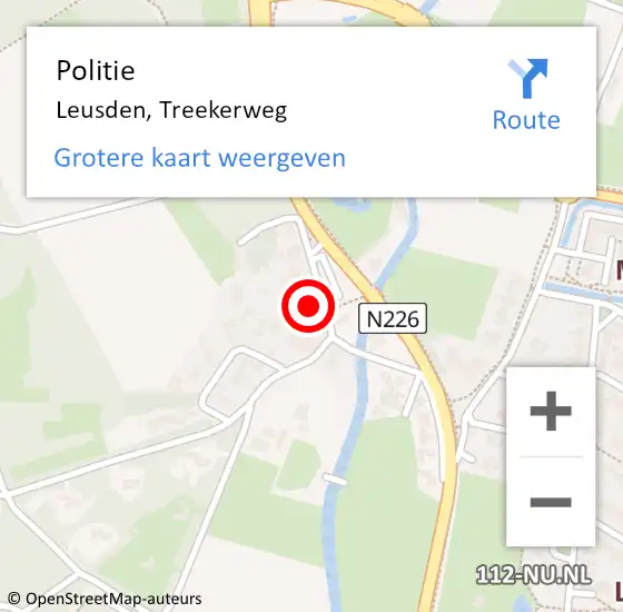 Locatie op kaart van de 112 melding: Politie Leusden, Treekerweg op 20 augustus 2023 16:51