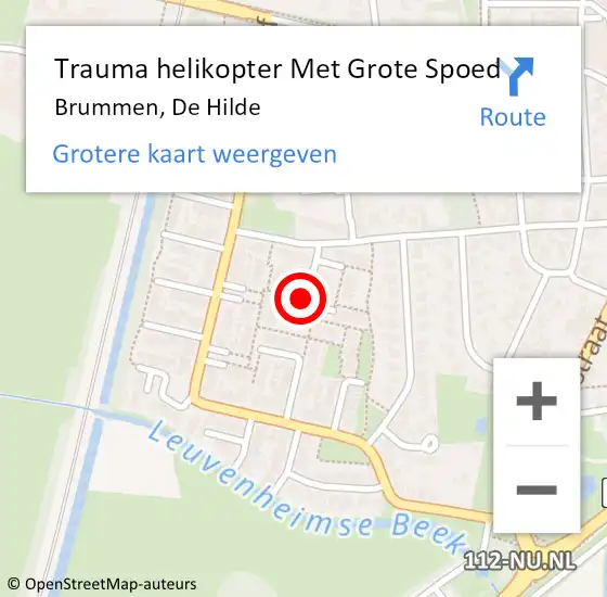 Locatie op kaart van de 112 melding: Trauma helikopter Met Grote Spoed Naar Brummen, De Hilde op 20 augustus 2023 16:59