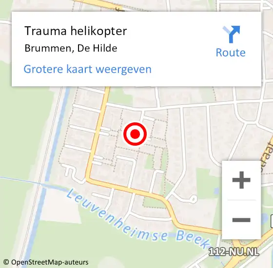 Locatie op kaart van de 112 melding: Trauma helikopter Brummen, De Hilde op 20 augustus 2023 17:03
