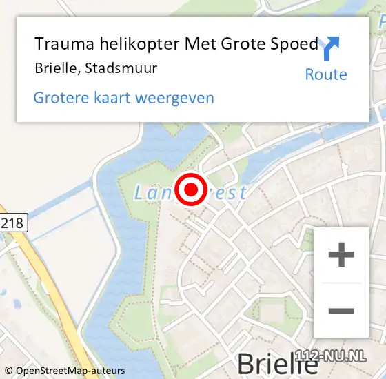 Locatie op kaart van de 112 melding: Trauma helikopter Met Grote Spoed Naar Brielle, Stadsmuur op 20 augustus 2023 17:10
