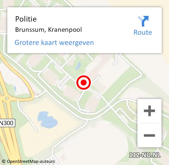 Locatie op kaart van de 112 melding: Politie Brunssum, Kranenpool op 20 augustus 2023 17:16