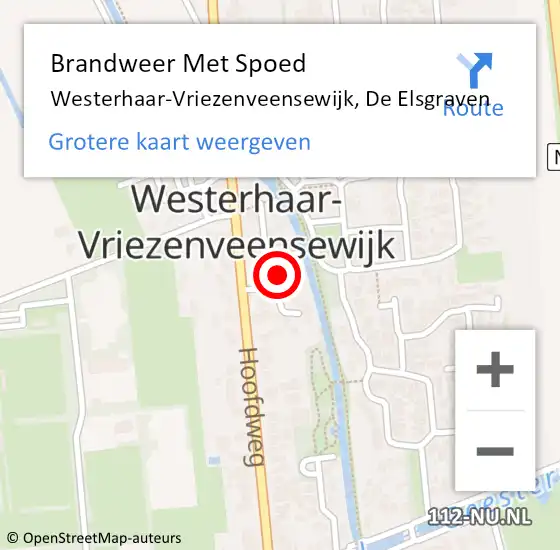 Locatie op kaart van de 112 melding: Brandweer Met Spoed Naar Westerhaar-Vriezenveensewijk, De Elsgraven op 20 augustus 2023 17:22