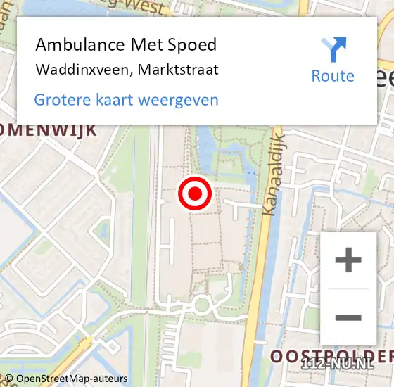 Locatie op kaart van de 112 melding: Ambulance Met Spoed Naar Waddinxveen, Marktstraat op 20 augustus 2023 17:25